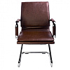 Кресло CH-993-LOW-V/Brown низкая спинка. Обивка - коричневая экокожа. Хромированные полозья. Нагрузка до 100 кг.