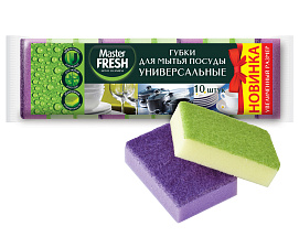 Губка для мытья посуды "Master FRESH Стандарт" 10шт/уп размер 90х60х30мм
