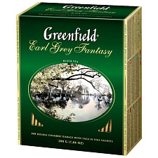 Чай "Greenfield "Earl Grey Fantasy" черный с бергамотом 100 пакетиков с ярлычком по 2г в саше