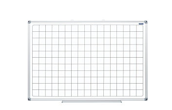 Доска магнитно-маркерная 60х90 см, разлинованная(клетка), алюминиевая рама, лаковое покрытие, полочка
