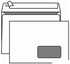 Конверт А-5 162х229 мм белый 80г/м2 правое окно внизу (45х90 мм), с отрывной полосой, внутренняя запечатка (С5)