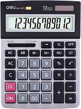 Калькулятор Deli 12 разряд. E1672,  размеры 211х154х41 мм, бухгалтерский, настольный, серебристый