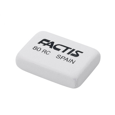 Ластик FACTIS 80 RC прямоугольный, из синтетического каучука, размер 28х20х7мм, цвет белый 
