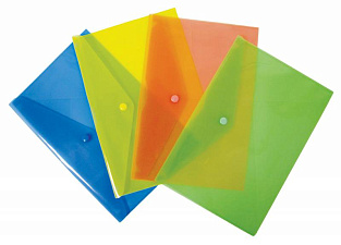 Папка на кнопке пластиковая, А4, плотность 180 мкр, цвет ассорти прозрачный 