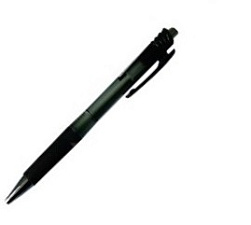 Ручка шариковая автоматическая "Easy Office 296М", масляный стержень черного цвета, 0,7 мм, черный прозрачный корпус, резиновая манжетка