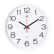 Часы настенные круглые Рубин Классика, пластик, диаметр 30 см, плавный ход, цвет белый