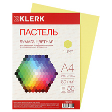 Бумага KLERK формат А-4, плотность 80 г/м2, 50 листов, желтый пастель