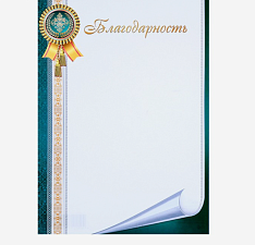Благодарность А4, материал мелованная бумага, без отделки, плотность: 150 г/кв.м.