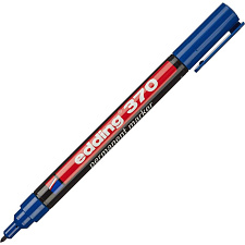 Маркер перманентный EDDING-370 1мм синий с круглым наконечником для работ по металлу, дереву, стеклу, картону, керамике; заправляемый