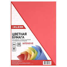 Бумага KLERK А-4 80 г/м2, красный Интенсив, 100 листов.