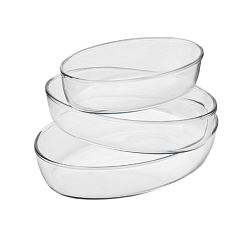 Набор форм для запекания "Borcam " объем 1,5 л, 2,3л, 3,2 л, овальные, жаропрочные, стекло