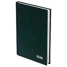 Ежедневник А5 датированный на 2026 "BG" 168 листов в линию, 140х200мм, обложка бумвинил, цвет зелёный.