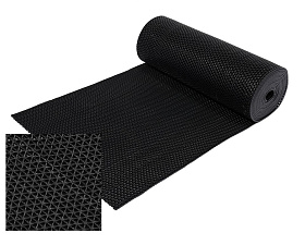 Коврик грязезащитныйVORTEX "ЗигЗаг" ширина 90 см противоскользящий , ПВХ, высота 8мм, цвет черный/рулон 10 м/ Цена за метр