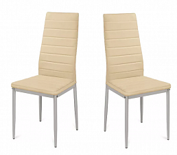Комплект из 4 стульев "Гаванский", металлокаркас цвет хром, бежевая экокожа, размеры высота 890мм, ширина 420мм ,глубина 400мм