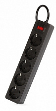 Сетевой фильтр Smartbuy SBSP-50-K, 5 м, 5 розеток, Номинальный ток 10А, кабель с сечением 0,75мм, заземление,выключатель, цвет черный