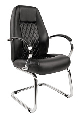 Кресло Chairman 950 V обивка - черная экокожа. Хромированные полозья. Хромированные подлокотники с мягкими накладками. Нагрузка до 100 кг.