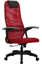 Кресло SU-BU150-8 спинка - сетка, сиденье - ткань, цвет красный. Пластиковая крестовина. Механизм Топ-ган. Нагрузка до 120 кг.