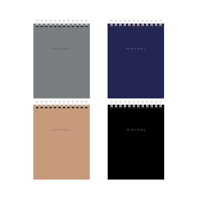 Блокнот формат А-6, 40 листов BRAUBERG "Minimal Classic", блок в клетку, на спирали, обложка мелованный картон, ассорти