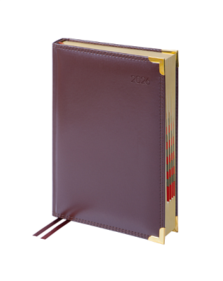 Ежедневник А5 датированный 2026 "Delucci" 184 листов в линию, искусственная кожа, размер 150*215 мм, ляссе, золотой срез, цвет коричневый