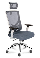 Кресло Гарда SL спинка - сетка, сидение - ткань, цвет серый. Каркас белый пластик. Хромированная крестовина. Синхромеханизм. Нагрузка до 120 кг.