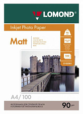 Фотобумага LOMOND А-4, плотность 90 г/м2, матовая, односторонняя, 100 листов, для струйных принтеров.