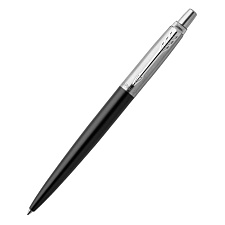 Ручка PARKER Jotter Essential Satin Black CT M, синий стержень, корпус: нержавеющая сталь/лак/хром, подарочная коробка