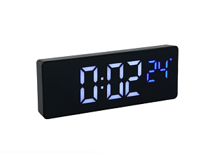 Часы настольные электронные Будильник Ladecor Chrono 16*6*2см, Питание 1*АА, корпус пластик черный, синяя подсветка.
