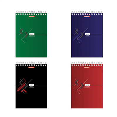 Блокнот формат А-5, 80листов BRAUBERG "Стильный", блок в клетку, на спирали, обложка мелованный картон, жесткая подложка, плотность блока 60г/кв.м, цвет ассорти