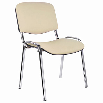 Стул VISI (ИЗО) HL-F01 хромированная рама. Обивка - бежевая экокожа. Нагрузка до 90 кг.