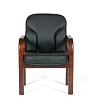 Кресло СН-658 обивка - черная натуральная кожа. Деревянный каркас/ножки Нагрузка до 100 кг.