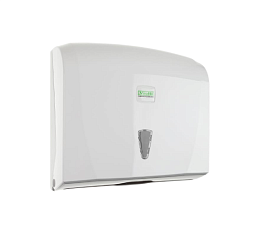 Полотенцедержатель для листовых полотенец Z- сложения, рассчитан на 1-у упаковку полотенец, ударопрочный пластик, пластиковый замок, размеры 270х110х270 мм. цвет белый