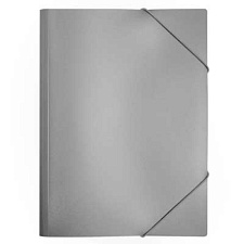 Папка на резинке "Бюрократ" пластиковая, А4, корешок шириной 30 мм, плотность 500 мкр, цвет серый