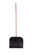 Лопата СНЕГОУБОРОЧНАЯ пластиковая, оцинкованная кромка, деревянный черенок d 40мм, размер рабочей части: 460х400 мм, Общая длина 1300 мм.