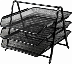 Лоток 3 отдела выдвижные из  металлической сетки, размер 350x278x275 мм, цвет черный