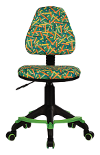 Кресло детское KD-4-F/PENCIL-GN обивка -  цвет зеленая ткань, рисунок карандаши. Пластиковая крестовина, Подставка для ног,  Механизм Пиастра. Нагрузка до 100 кг