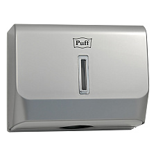 Полотенцедержатель для листовых полотенец Z- сложения Puff-5130, рассчитан на 1-у упаковку полотенец, пластик- ABS,  пластиковый замок, размеры: 273x105x206 мм , цвет серебристый