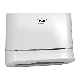 Полотенцедержатель для листовых полотенец V/Z сложения Puff-5135 рассчитан на 1-у упаковку полотенец, пластик ABS, пластиковый замок размеры: 296x105x230 мм, цвет белый