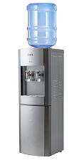 Кулер напольный электронное охлаждение AEL LD-AEL-28c grey/silver. Верхняя загрузка. Два крана подачи воды: холодная и горячая. Шкафчик на 13 литров. Краны "нажим чашкой", Цвет: серый/серебро. Размеры (ШхГхВ), мм: 310х335х950
