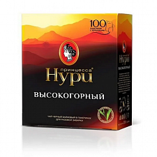 Чай "Принцесса Нури Высокогорный" черный 100 пакетиков с ярлычком по 2г 