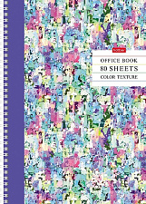 Тетрадь 80 листов А4 в клетку на спирали Color texture обложка мелованный картон, ассорти 4 дизайна, Хатбер