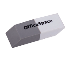 Ластик OfficeSpace прямоугольный скошенный, из каучука, размер 40*14*8мм, цвет комбинированный белый/серый.