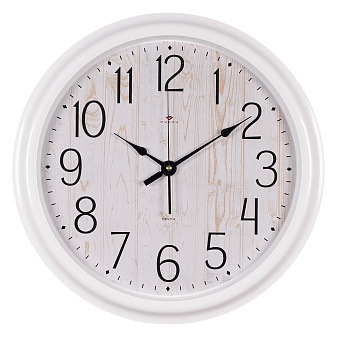 Часы настенные круглые Рубин Классика , пластик, диаметр 48 см, плавный ход, цвет белый