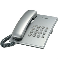 Телефон проводной PANASONIC KX-TS 2350 RUS, без дисплея,  возможность установки на стене, повторный набор номера, кнопка "флэш", цвет cеребристый