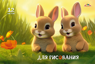 Альбом для рисования  12 листов на скобе "Веселая компания", обложка офсет, плотность внутреннего блока 80 гр/м2, скоба