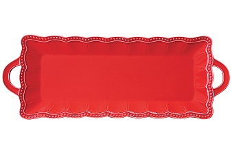 Блюдо прямоугольное с ручками Easy Life "Elite", размер 43х16 см, фарфор, цвет красный