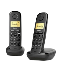 Телефон радио Gigaset A170 Duo RUS, на подставке+ доп.трубка в комплекте, телефонный справочник на 50 имен, подсветка дисплея, поиск трубки, будильник, AOH/Caller ID. цвет черный