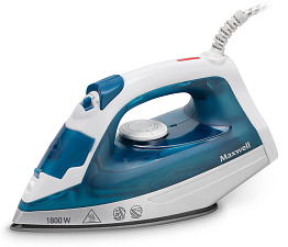 Утюг Maxwell MW-3056 мощность 1800ВТ, керамическая подошва, паровой удар 120 г/мин, подача пара 32 г/мин, разбрызгивание,самоочистка, цвет белый/синий
