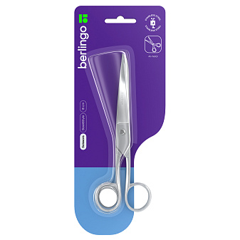 Ножницы 180 мм "Berlingo", "Steel&Style" цельнометаллические, для работы с бумагой, картоном, тканью и пленкой