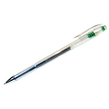 Ручка гелевая CROWN HJR-500, масляный зеленый стержень, 0,5 мм, прозрачный корпус