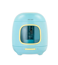 Точилка электрическая Deli "VA13" 1 отверстие с контейнером,  круглая, 3 режима заточки диаметр 6,5-8 мм, питание от 2-х батареек АА, цвет голубой